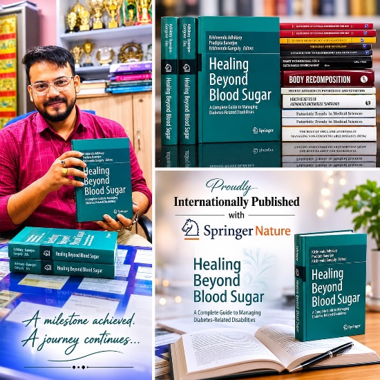 Dr. Krishnendu Adhikary with the published Healing Beyond Blood Sugar book
